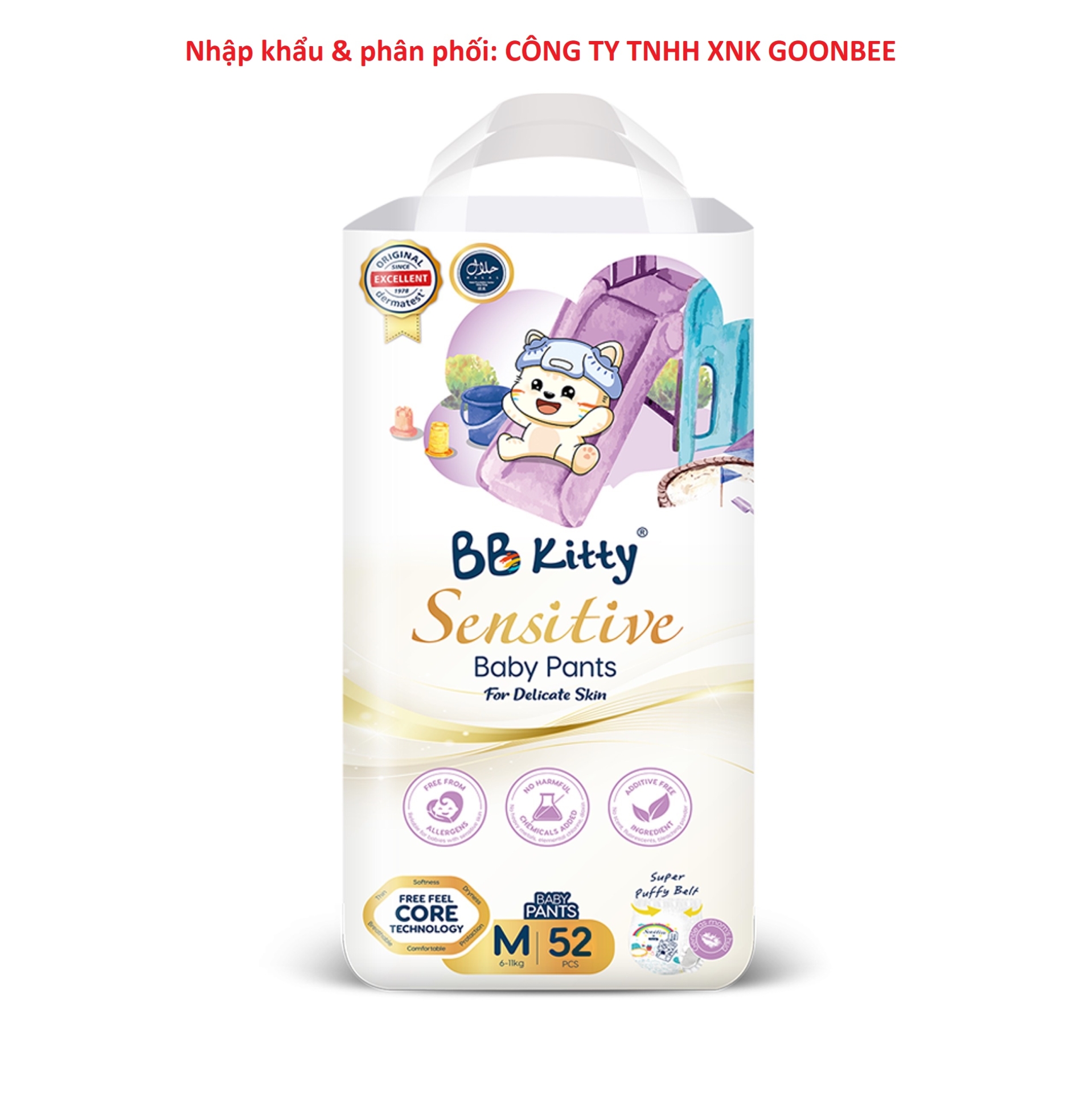 [M52]Tã/Bỉm Quần BB KITTY SENSITIVE dành cho da nhạy cảm size M52 (06 -11 kg)  mẫu mới 2024.