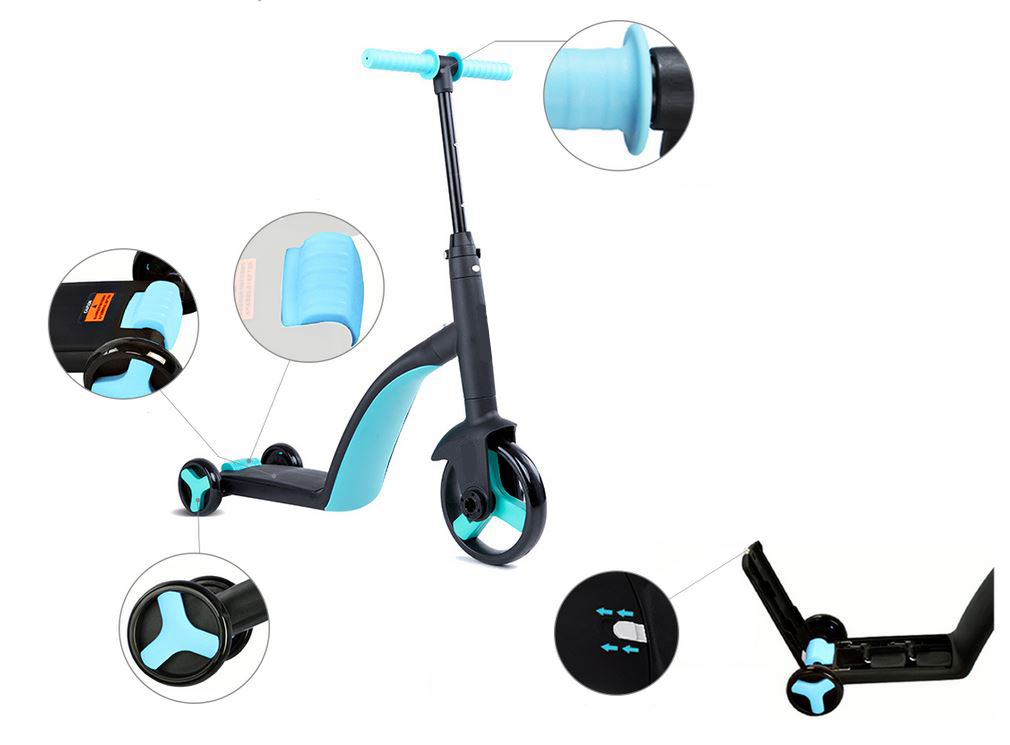 Xe trượt scooter FW-03 với 3 chế độ( xe chòi chân + xe đạp + xe scooter)  dành cho bé từ 2 tuổi đên 6 tuổi