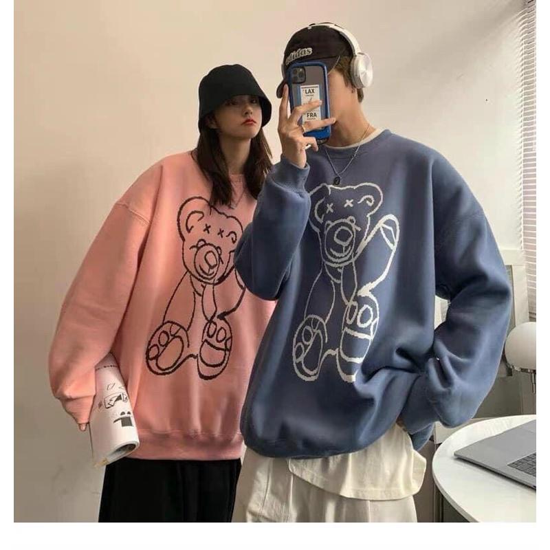 Áo khoác nỉ nam nữ in gấu trúc được may từ chất liệu nỉ ngoại dày và mềm mịn có hai size M từ,XL từ
