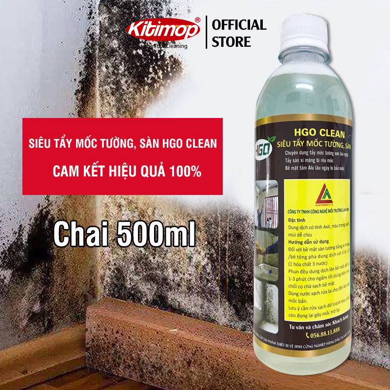 Tẩy mốc tường HGO CLEAN chuyên dùng tẩy mốc tường sơn lâu ngày, sàn xi măng bị rêu mốc, bề mặt tấm alu bị bẩn chai 500ml