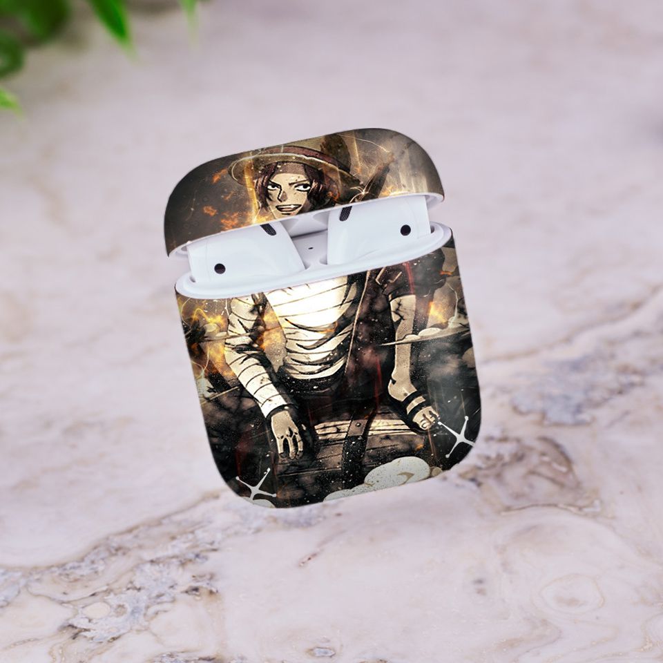 Miếng dán skin chống bẩn cho tai nghe AirPods in hình One Piece - OPi004 (bản không dây 1 và 2)