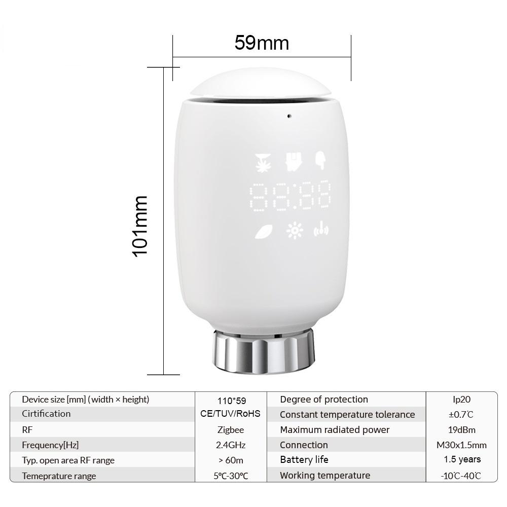 Tuya Zigbee3.0 Thermostatic Radiator Valve Temperature Controller Intelligent Radiator Actuator Support Voice Control Compatible with Alexa Google Assistant
