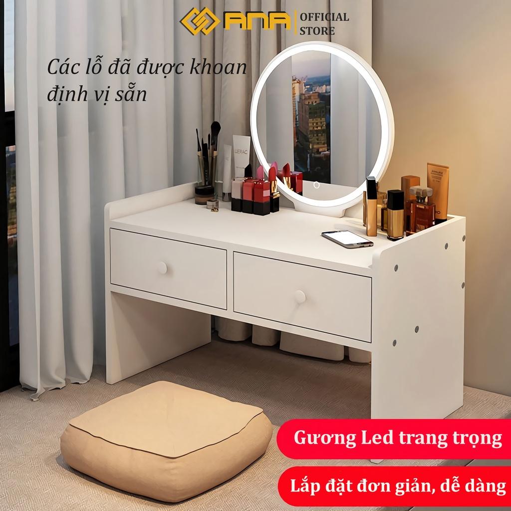 Bàn trang điểm gỗ ngồi bệt có đèn led ANA chất liệu gỗ MDF cao cấp phù hợp với căn hộ nhỏ lắp đặt dễ dàng- AK12