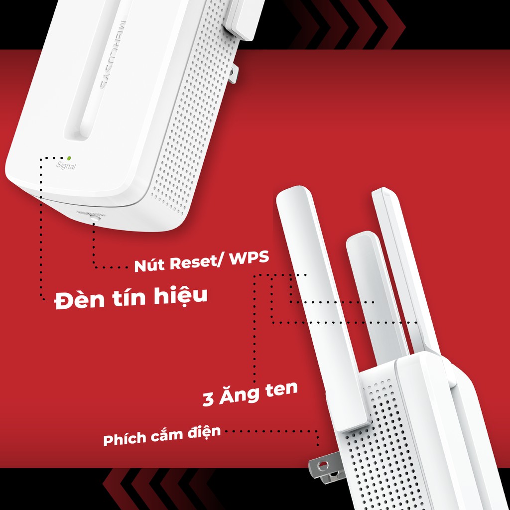 Bộ Kích Sóng Wifi Repeater Mercusys MW300RE 300Mbps - Hàng Chính Hãng