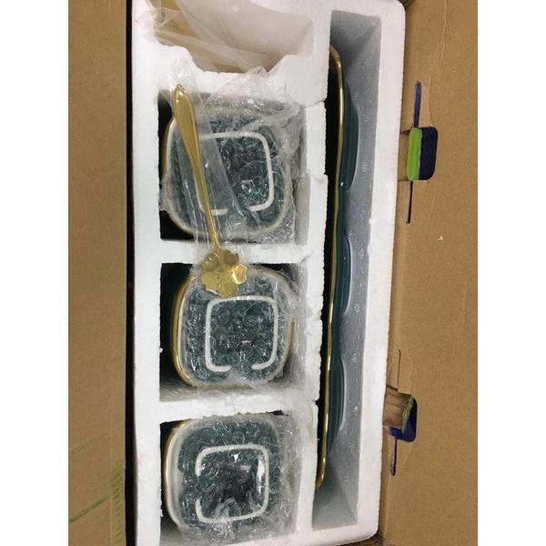 Hộp Sứ Đựng Gia Vị Có Kèm Khay