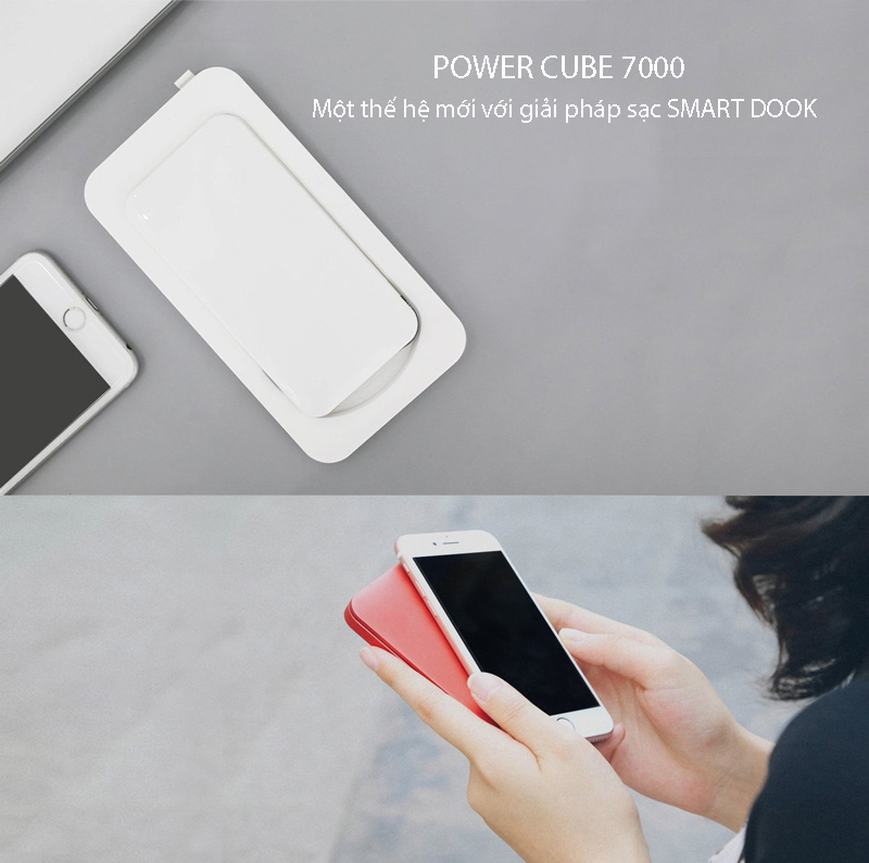 Đế sạc không dây kiêm pin dự phòng MIPOW Power Cube 7000 -Hàng chính hãng