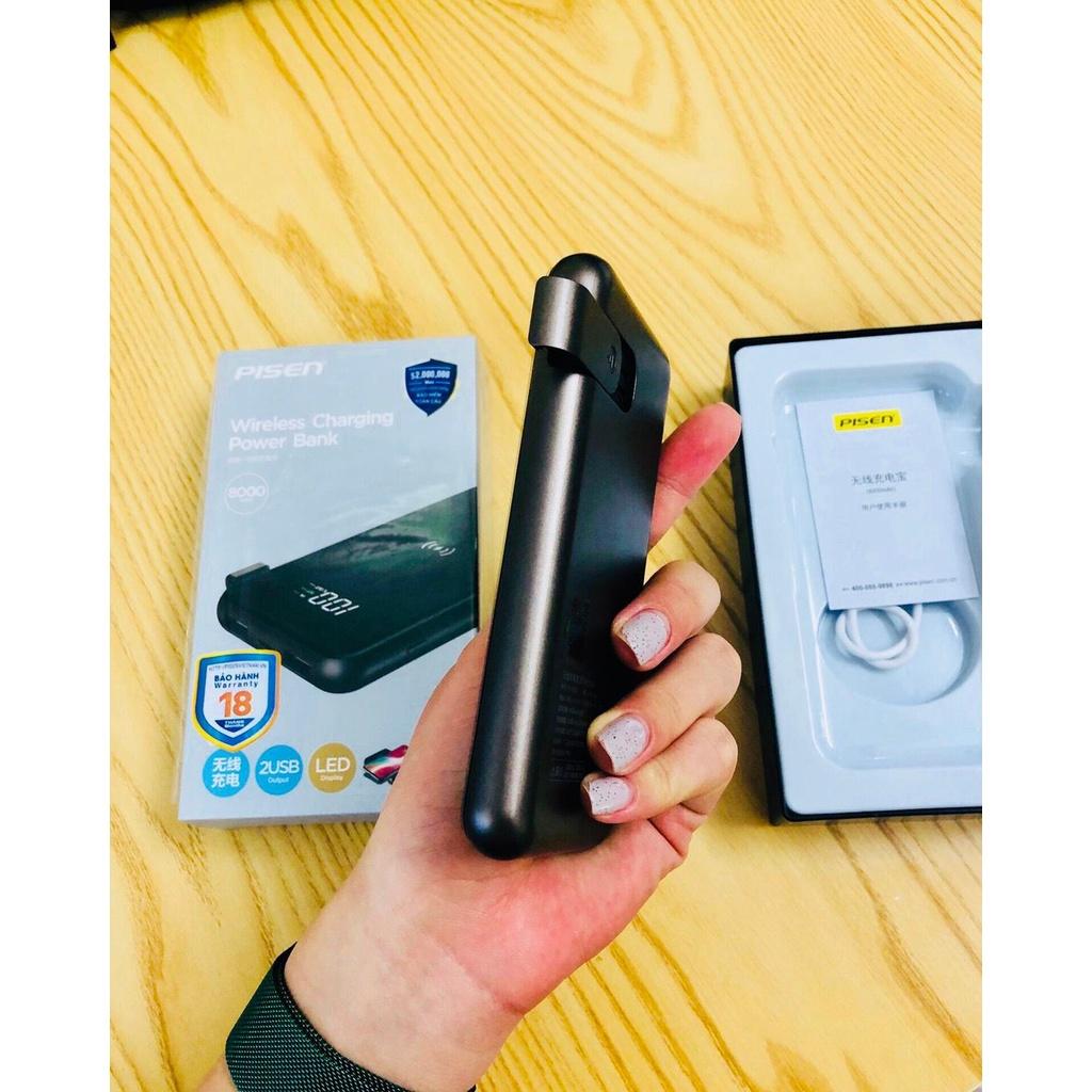 Sạc Dự Phòng Không Dây Pisen Wireless Charging 8000mAh - , Grey, Hàng chính hãng