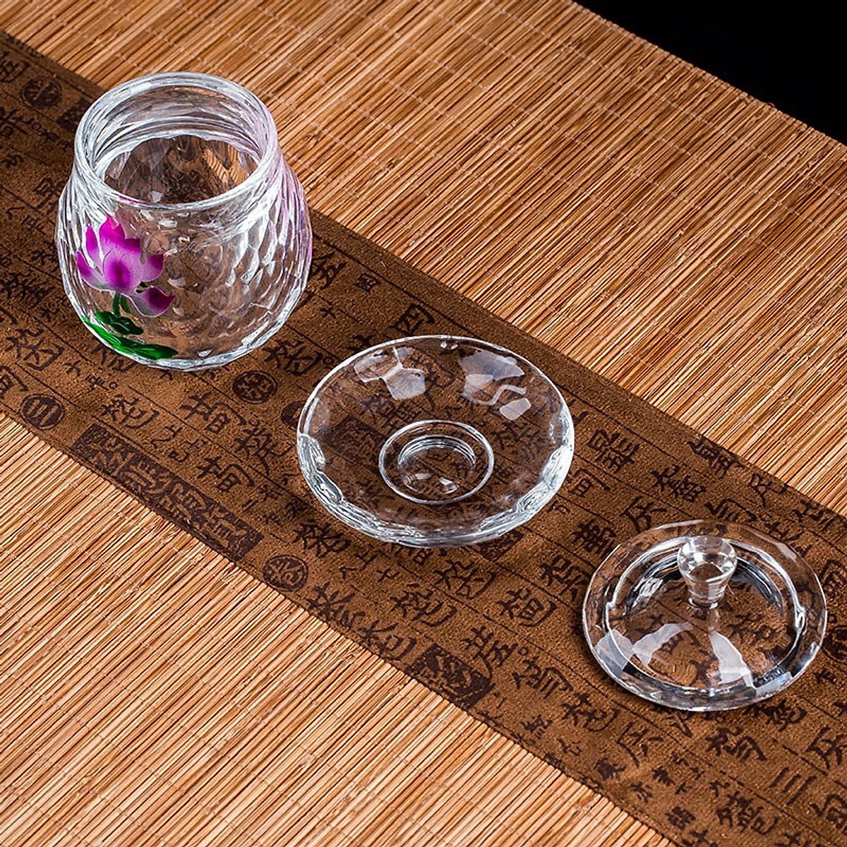 Ly nước thờ Fa Lê in Hoa sen Tím BH12106