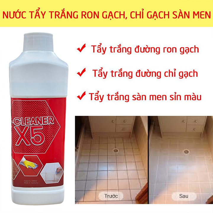 Nước Tẩy Trắng Vệ Sinh Sàn Nhà Dạng Xịt F-Cleaner X5 650ml Làm Sạch Bề Mặt Sàn Đá Hóa, Đường Chỉ Gạch + Tặng Khăn Lau