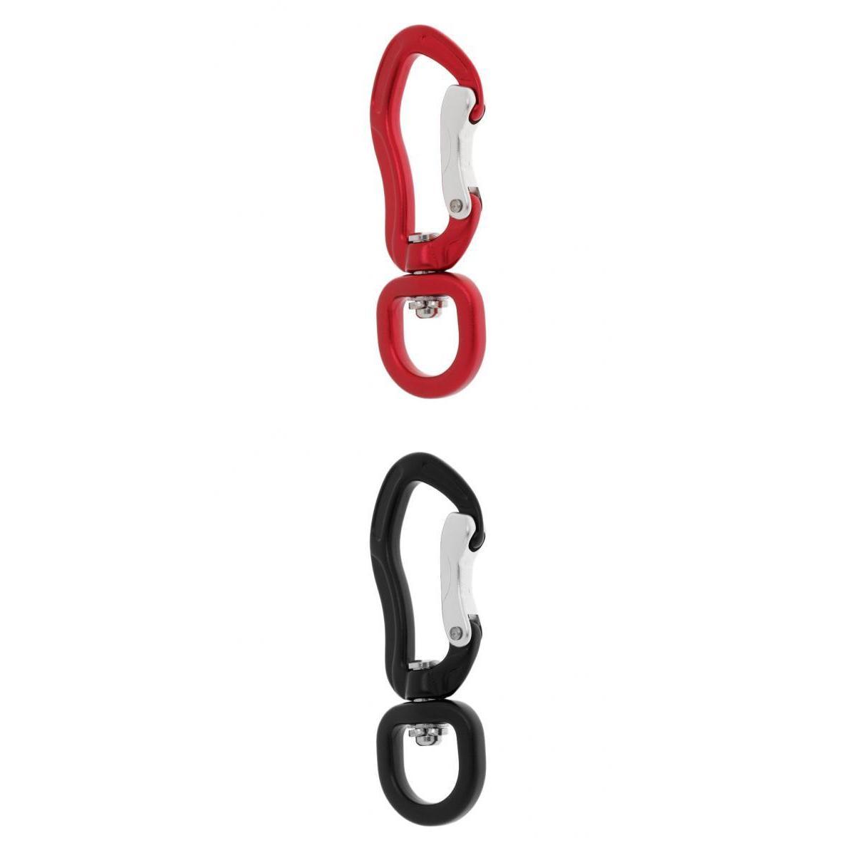 2 Pieces 400KG High Strength Swivel Eye Snap Hook Carabiner Keychain Red Black