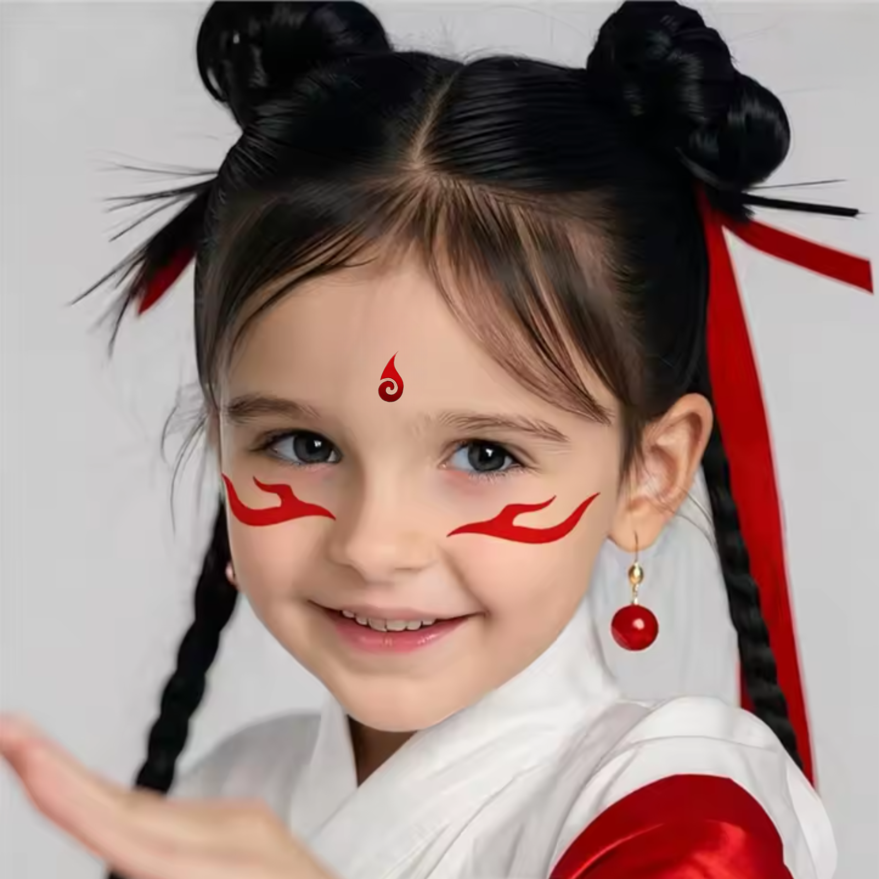 4 Tờ Xăm Dán Tạm Thời Lông Mày Trán Má Hoá Trang Ma Đồng Náo Hải Hình Giọt Nước Sừng Rồng Cho Trẻ Em