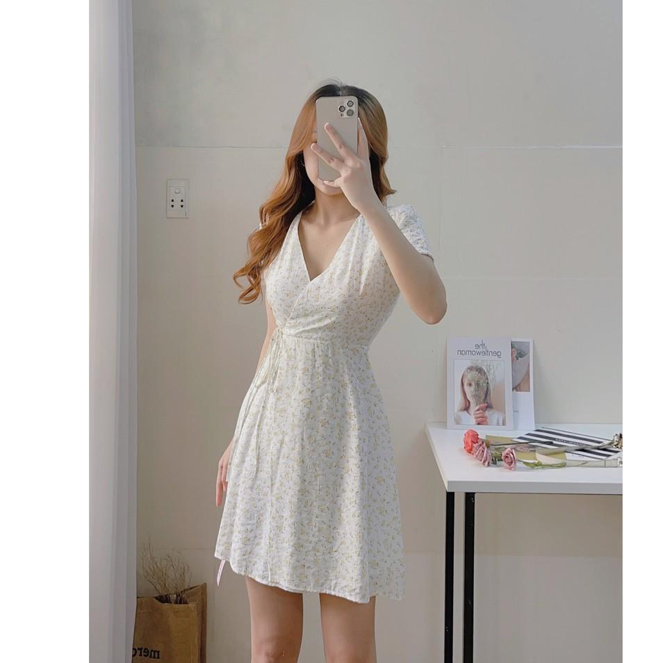 LOLITA DRESS - ĐẦM HOA CHỮ A CỔ V CỘT EO - ĐẦM HOA PHONG CÁCH HÀN QUỐC XINH XẮN - MÈO IN DA HOUSE