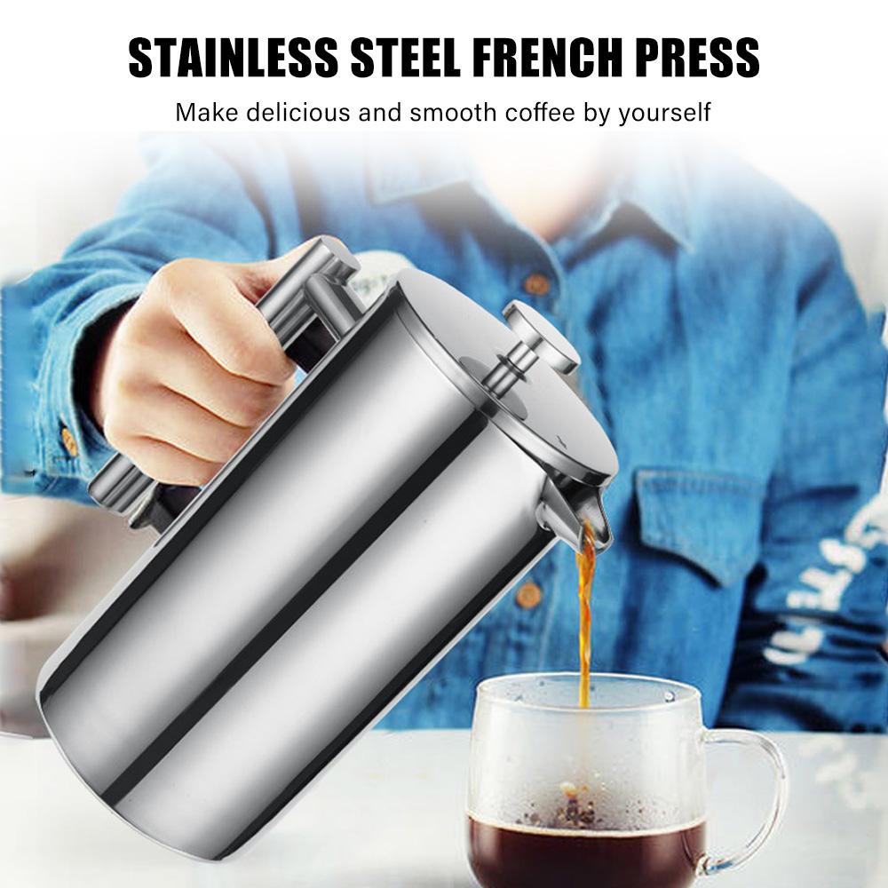 Máy Ép Cà Phê Bằng Thép Không Gỉ 800Ml 3 Bộ Lọc Chống Bỏng Chống Gỉ