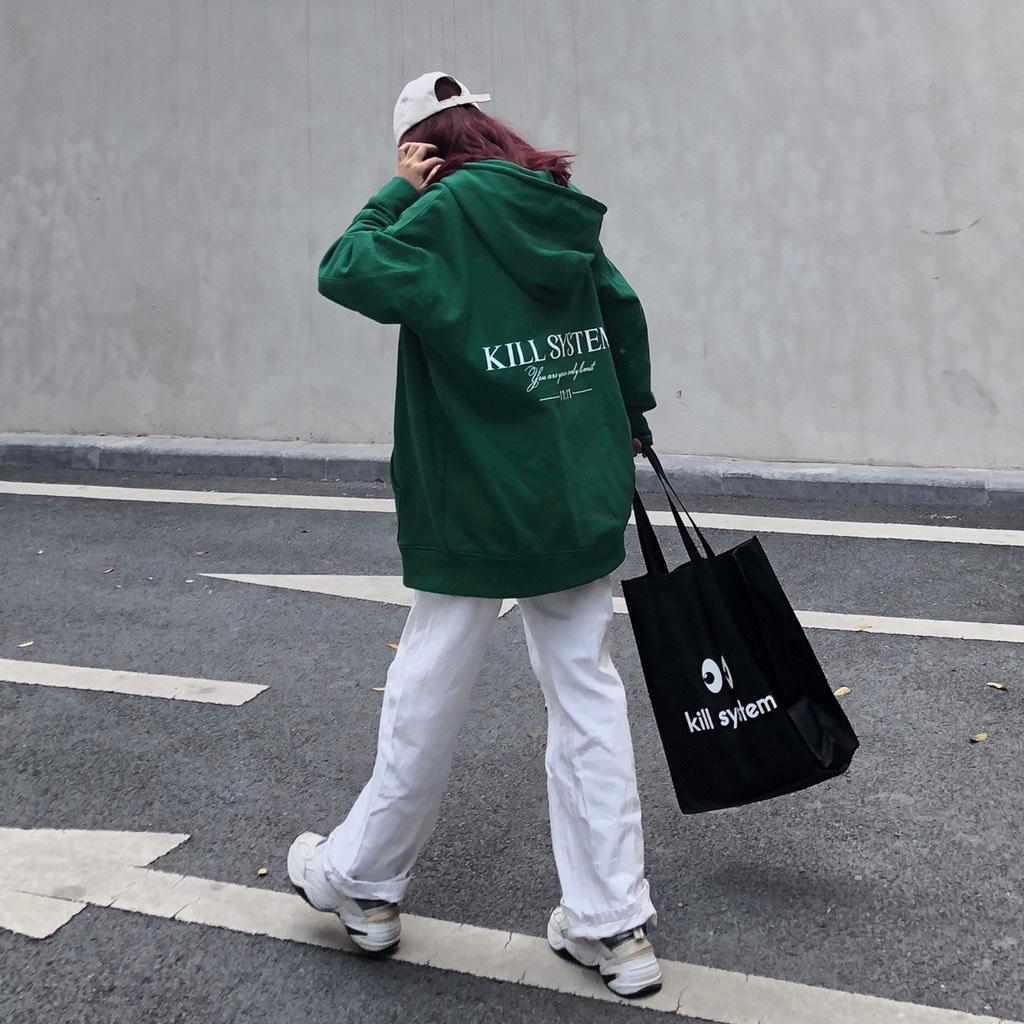 Áo Khoá hoodie zip Nỉ bông dây kéo SYSTEM form rộng Unisex Nam Nữ Vuasivuare