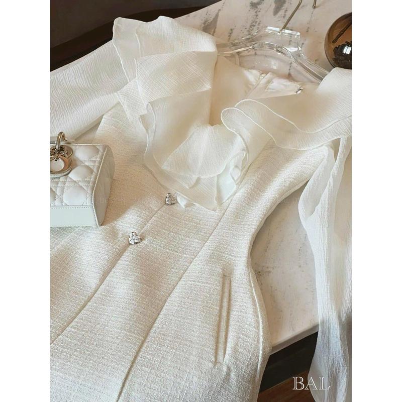 jum dạ phối cổ bèo tay lụa sang chảnh xinh lắm luôn BY JOLIE - Be nhạt, Be nhạt