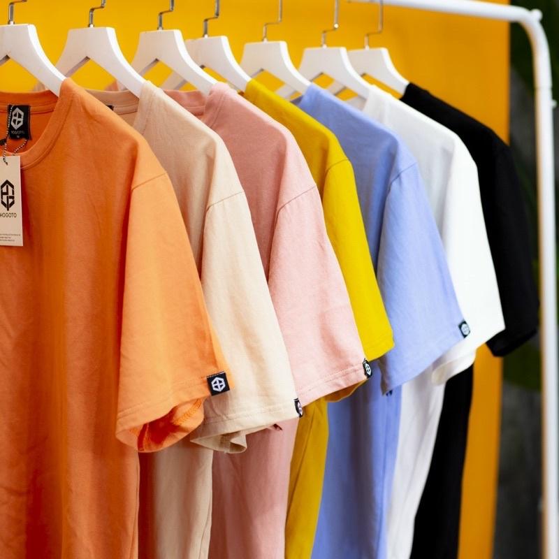 Áo thun Trơn basic Hogoto shop , Áo thun unisex nam nữ form rộng oversize chất liệu Cotton 10 màu