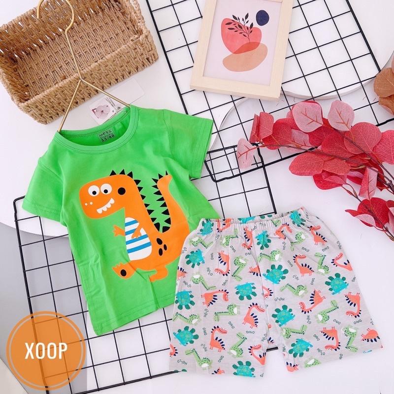 (Size Nhí 8-16kg) Bảng 3 bộ cộc tay cotton xuất hàn in hoạ tiết to cho bé (có chọn mẫu)