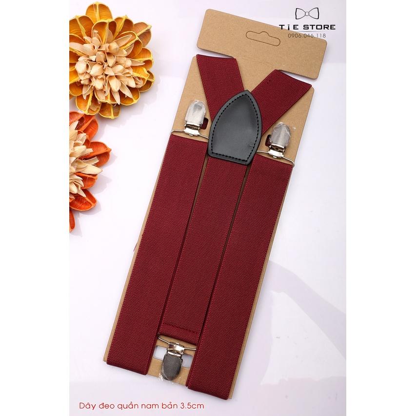Dây đeo quần nam chữ Y 3.5cm khóa kẹp - dây yếm quần nam cao cấp đỏ mận