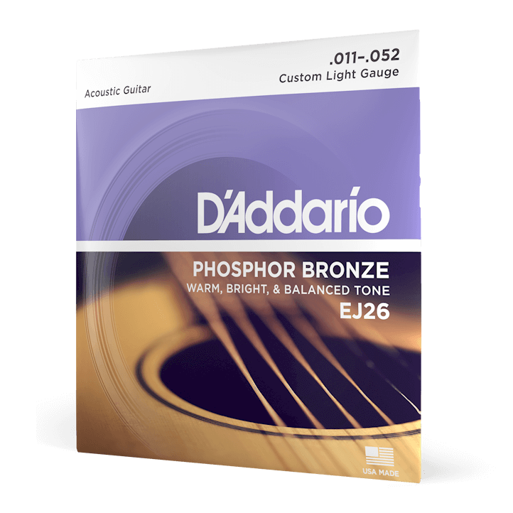 Combo 3 bộ dây đàn Guitar Acoustic/ Acoustic Guitar Strings - D'Addario EJ26 - Phosphor Bronze - Warm, Bright & Balanced Tone - Custom Light Gauge .011-.052 - Hàng chính hãng