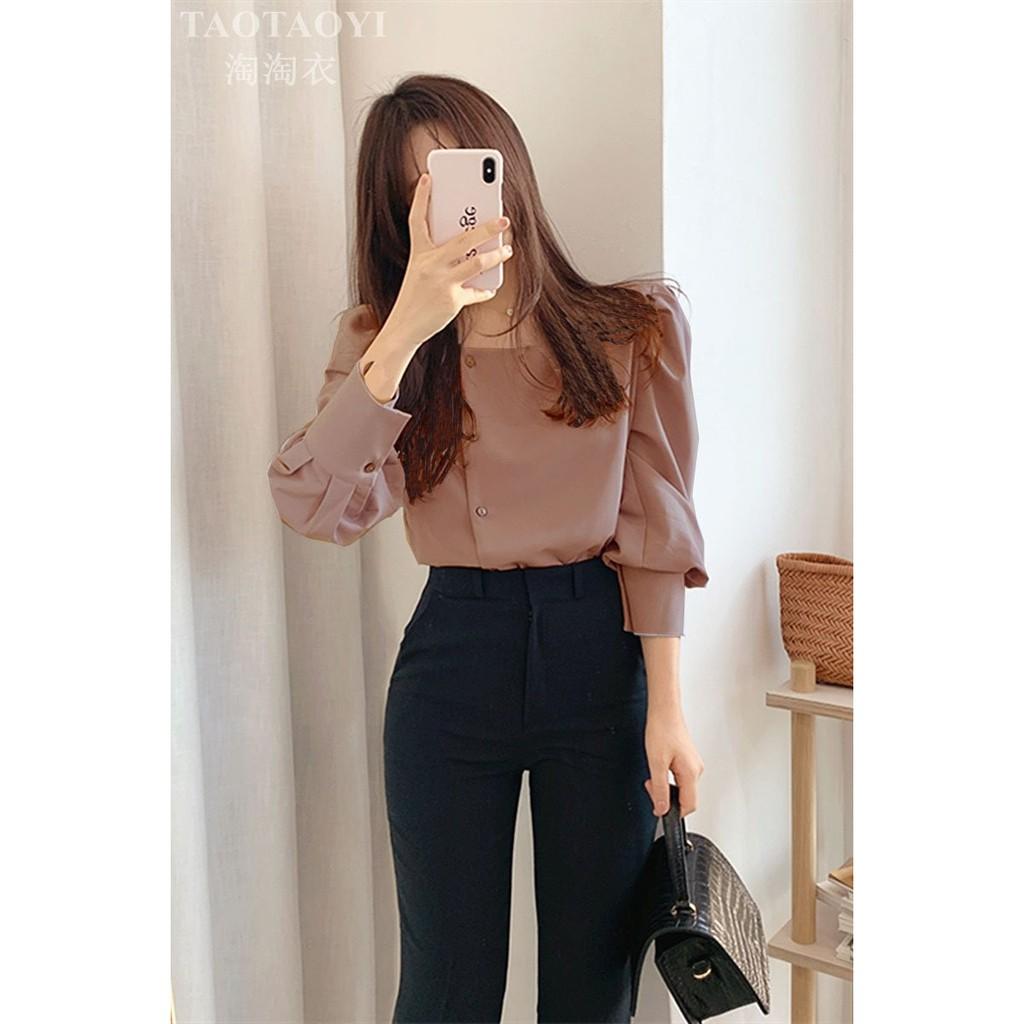 ÁO CỔ VUÔNG PHỐI NÚT SÀNH ĐIỆU