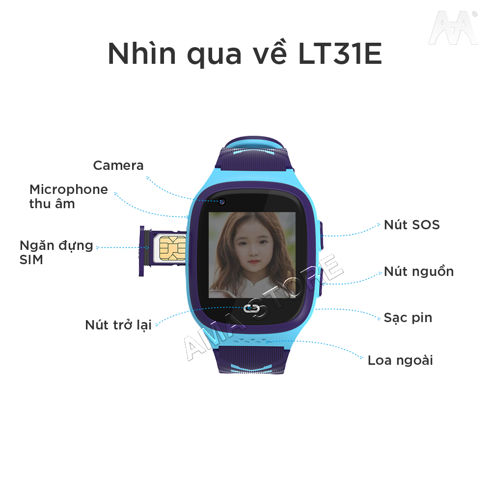 Đồng hồ Thông minh Trẻ em Gọi Video Call 4G, GPS, Wifi Chống nước Định vị Chính xác AMA Watch LT31 - Hàng nhập khẩu