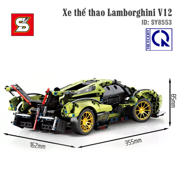 Đồ chơi lắp ráp mô hình tĩnh Xe thể thao Lamborghini V12 - SY BLOCK 8553