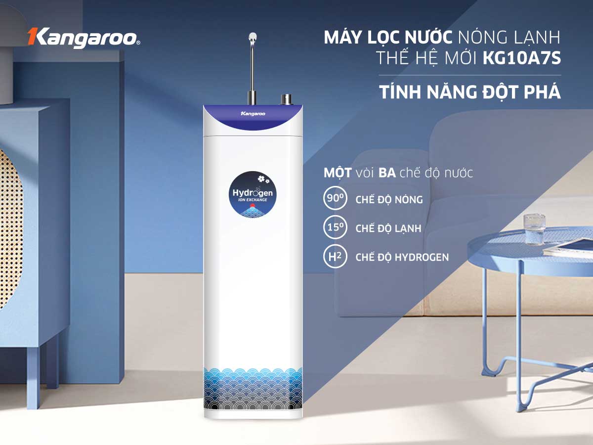 Máy Lọc Nước Kangaroo Hydrogen Slim Nóng Lạnh KG10A7S - Hàng Chính Hãng