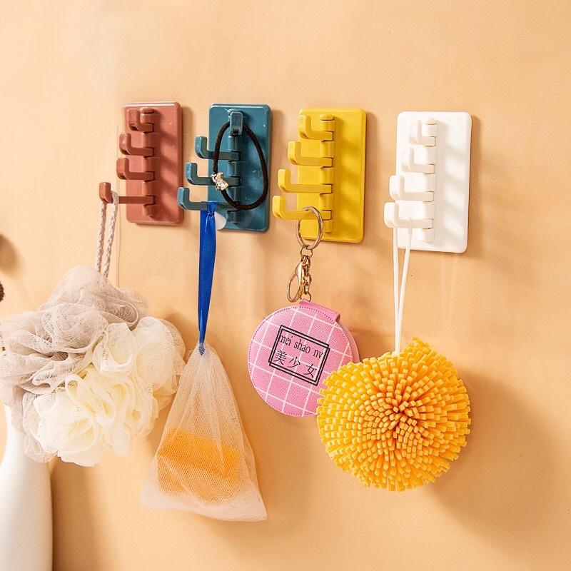 Móc dán tường 4 chấu cây thông treo chìa khoá, đồ dùng nhà bếp, nhà tắm tiện lợi - Móc treo đồ 4 nhánh đa năng dán tường