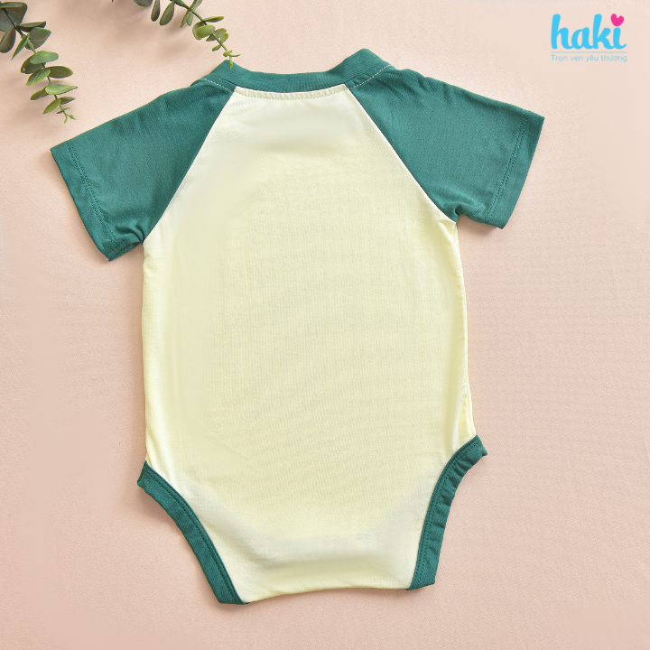 Bộ body chip cộc tay raglan vải tre cao cấp HAKI (4-12kg); body cho bé trai bé gái, body suit cho bé sơ sinh BB049