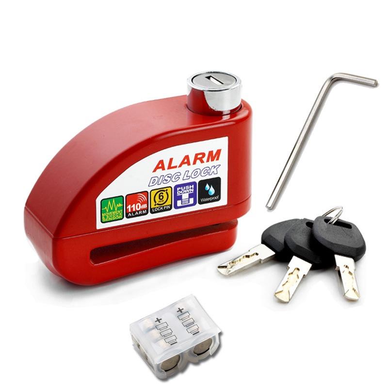 Ổ khóa đĩa xe máy chống trộm có còi hú báo động tặng kèm pin