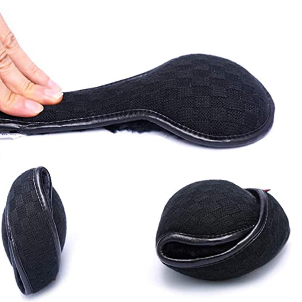 Tai làm ấm cho nam giới nữ có thể gấp lại lông cừu unisex mùa đông để trượt tuyết ngoài trời, đi xe đạp - màu đen