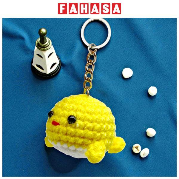 Móc Khoá Len Thủ Công Hình Cá Heo - Màu Vàng