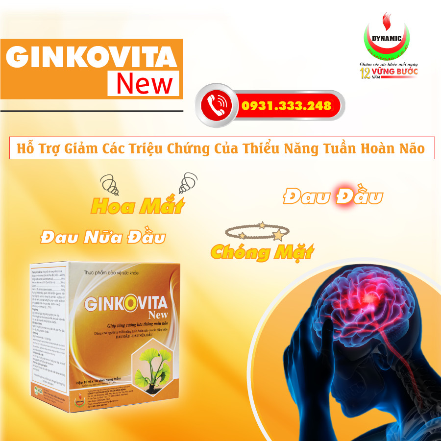 GINKO VITA - NEW - NĂNG ĐỘNG - GIẢM ĐAU NỬA ĐẦU