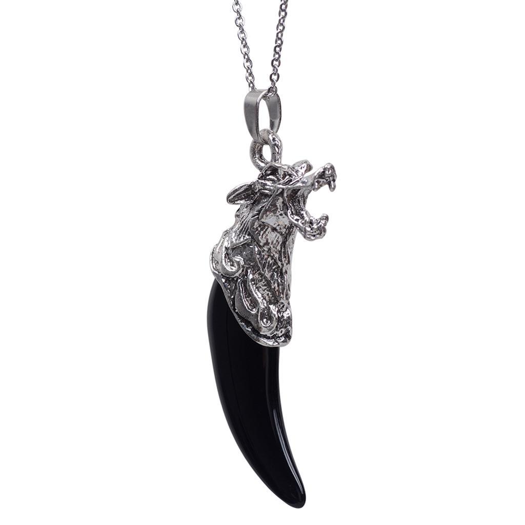 Black Resin  Shape Pendant Necklace Stainless Steel Chain Jewelry