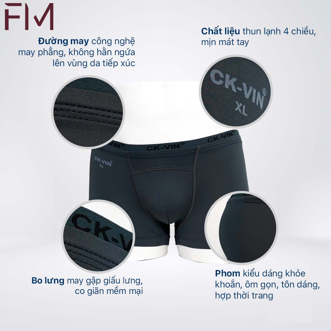 Combo 5 quần lót boxer nam, thun cotton lạnh cao cấp, lưng bản nhỏ thoải mái - FORMEN SHOP - FMPS226