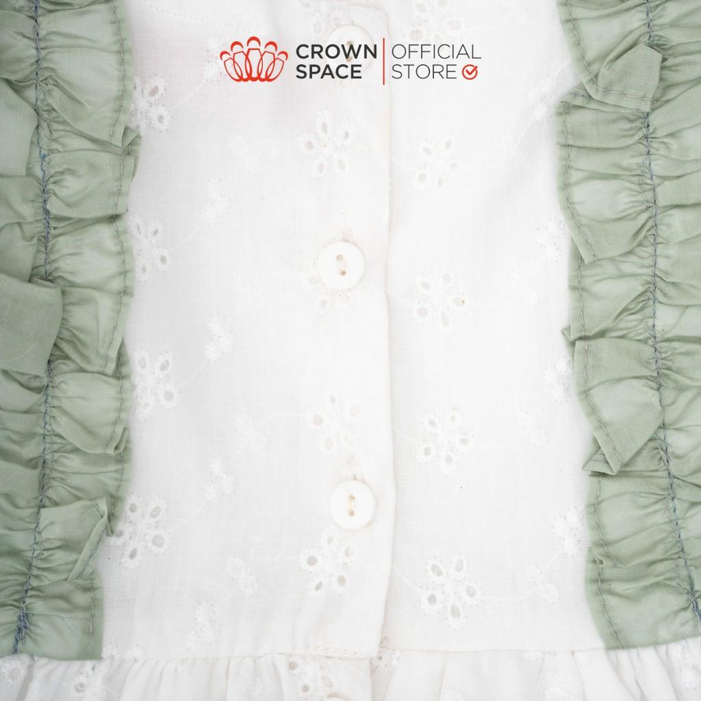 Đầm Bé Gái Màu Trắng Công Chúa CROWN KIDSCKGS2810603.W Size 2-9 Thoáng Mát