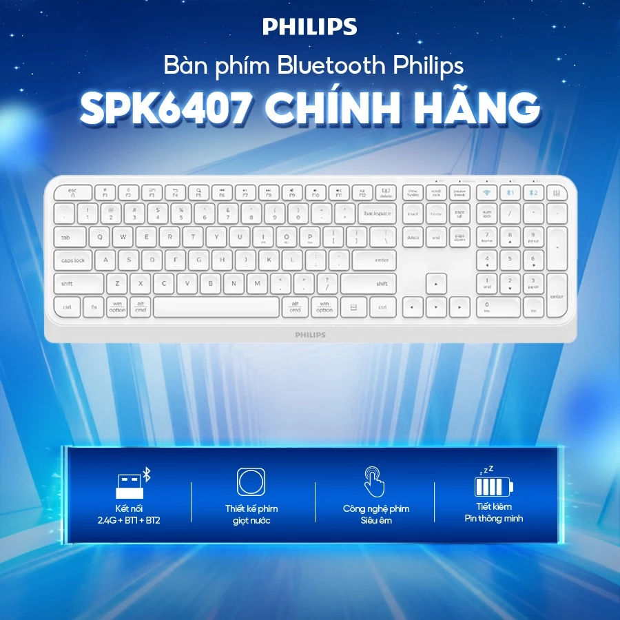 Bàn phím Bluetooth Philips SPK6407 - Hàng Chính Hãng
