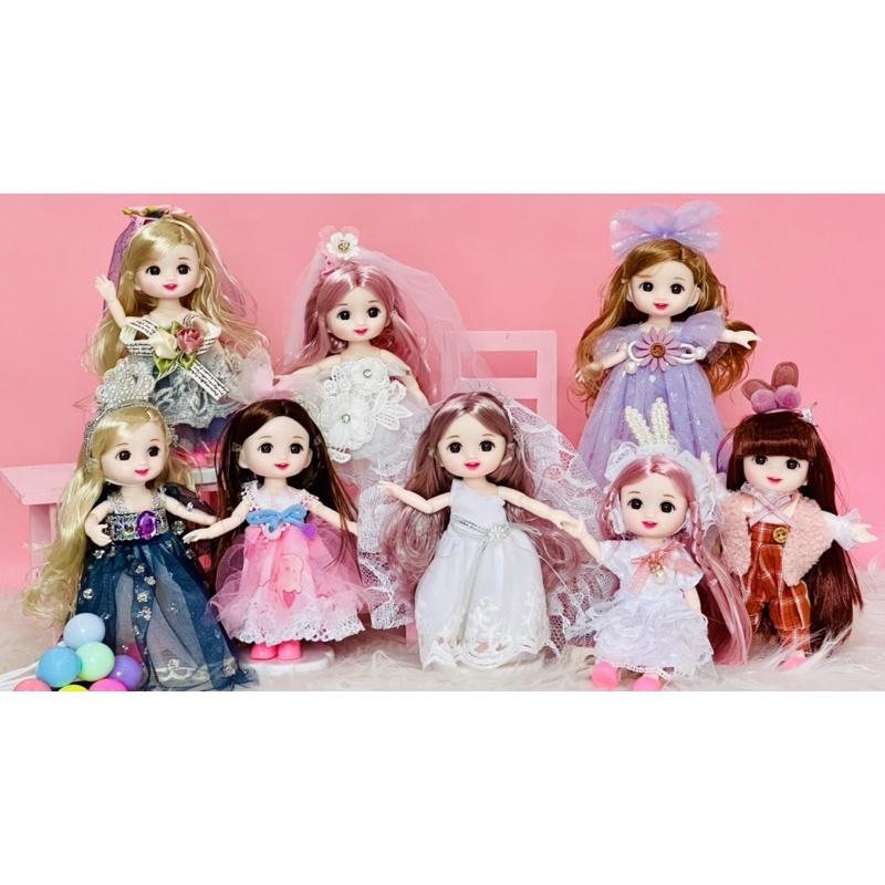 Set búp bê barbie dễ thương 17cm BJD kích thước 1/8 xinh xắn bao gồm áo quần đồ chơi cho bé gái