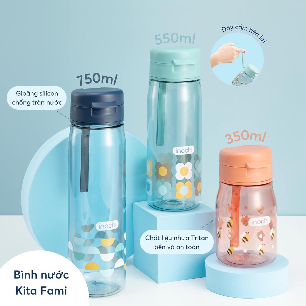 Bình Nước Kita Fami 350 ml - Inochi HIN.BIKF.0350 - Màu Hồng