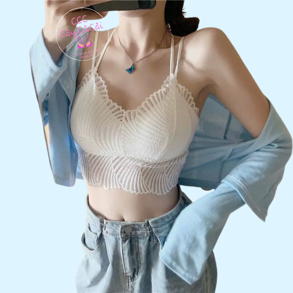 Áo bra ren, áo bra dệt lưng chéo chất gân quyến rũ -CCC065