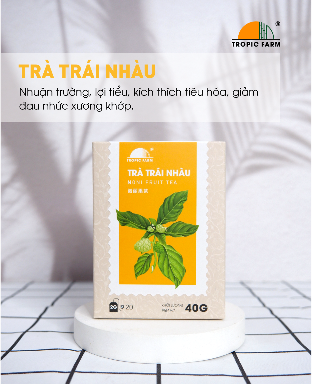 Trà Trái Nhàu Túi Lọc - Tropic Farm - Hộp 40g - Không caffein, không gây mất ngủ, giảm đau nhức xương khớp