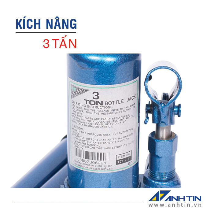 Con đội 3 tấn | Kích nâng xe ô tô xe tải | Kích thủy lực | 3 tấn | Chiều cao nâng 90mm | Chiều cao ren 70mm