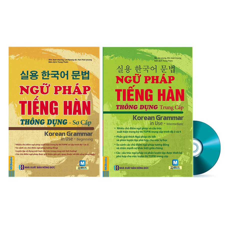 Combo Trọn Bộ Ngữ Pháp Tiếng Hàn Thông Dụng Sơ - Trung Cấp Tặng CD