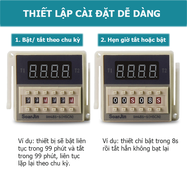 Timer hẹn giờ DH48S-S 220V luân phiên cài đặt rơ le thời gian biển quảng cáo, máy bơm nước...vvv