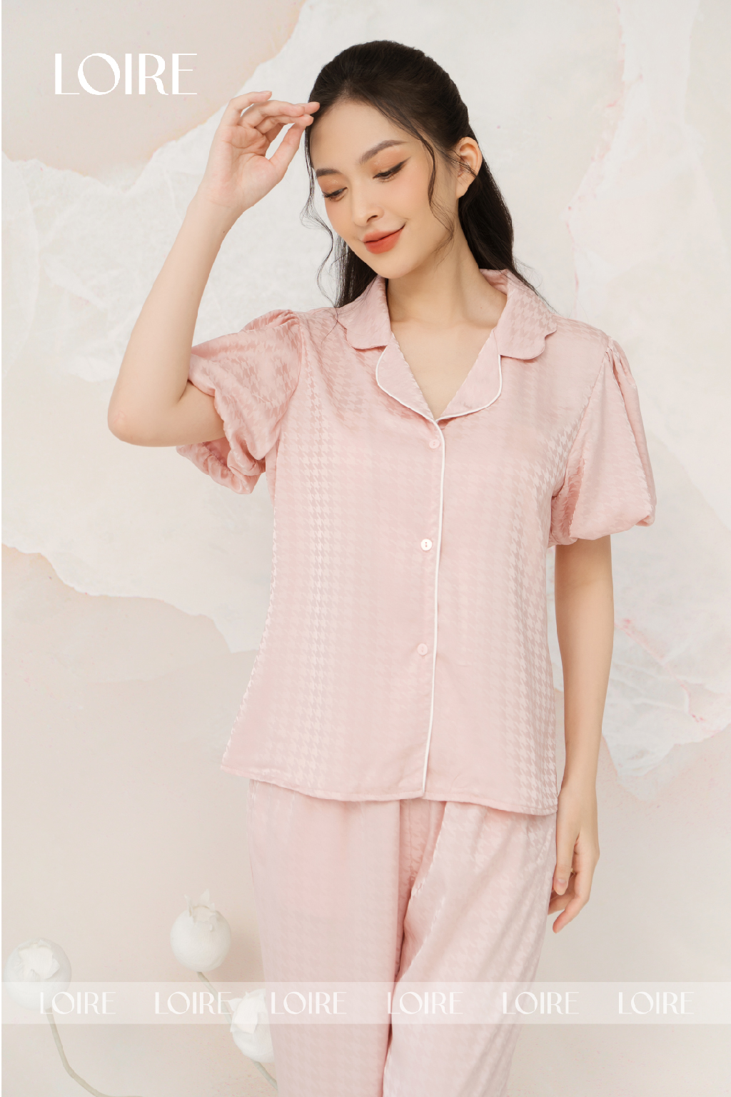 Bộ Đồ Ngủ Pijama Tay Bồng Họa Tiết Loirechic LPN32