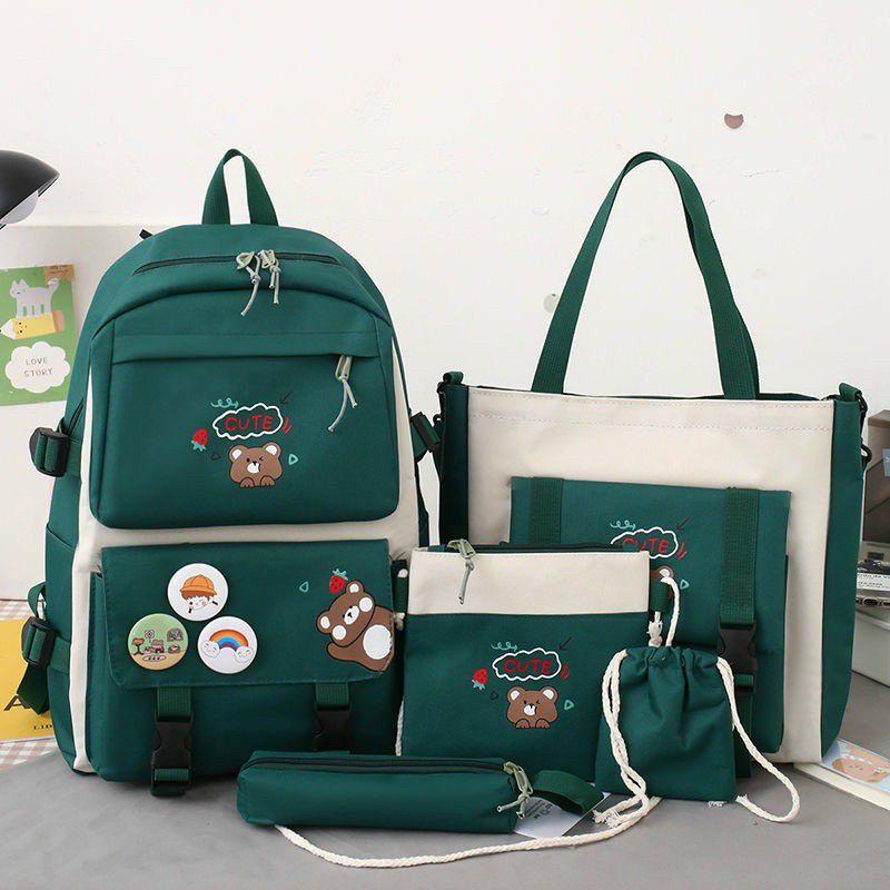 SET BALO 4 MÓN ĐI HỌC, SET BALO THỜI TRANG đi học sinh viên Cặp Ulzzang Thời Trang Hàn Quốc Vải bố nam nữ, balo đi học, đựng laptop