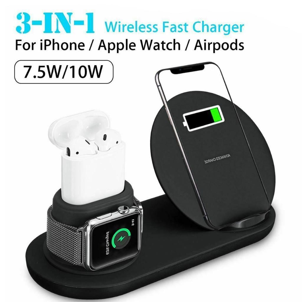 3 In1 10W Wireless Fast Charging Dock Cradle for / Black