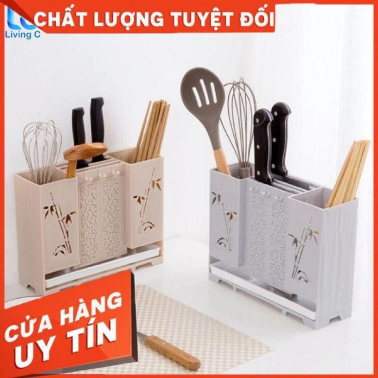 Ống đũa thìa kèm giá cắm dao dán tường gọn gàng tiện dụng