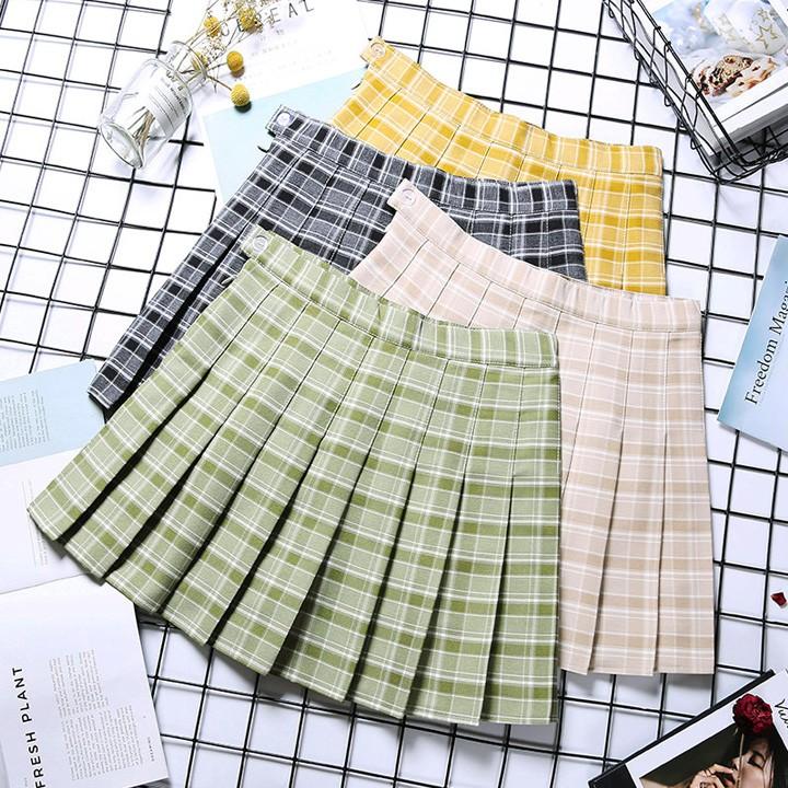 Chân váy kẻ caro xẻ 1 bên 2