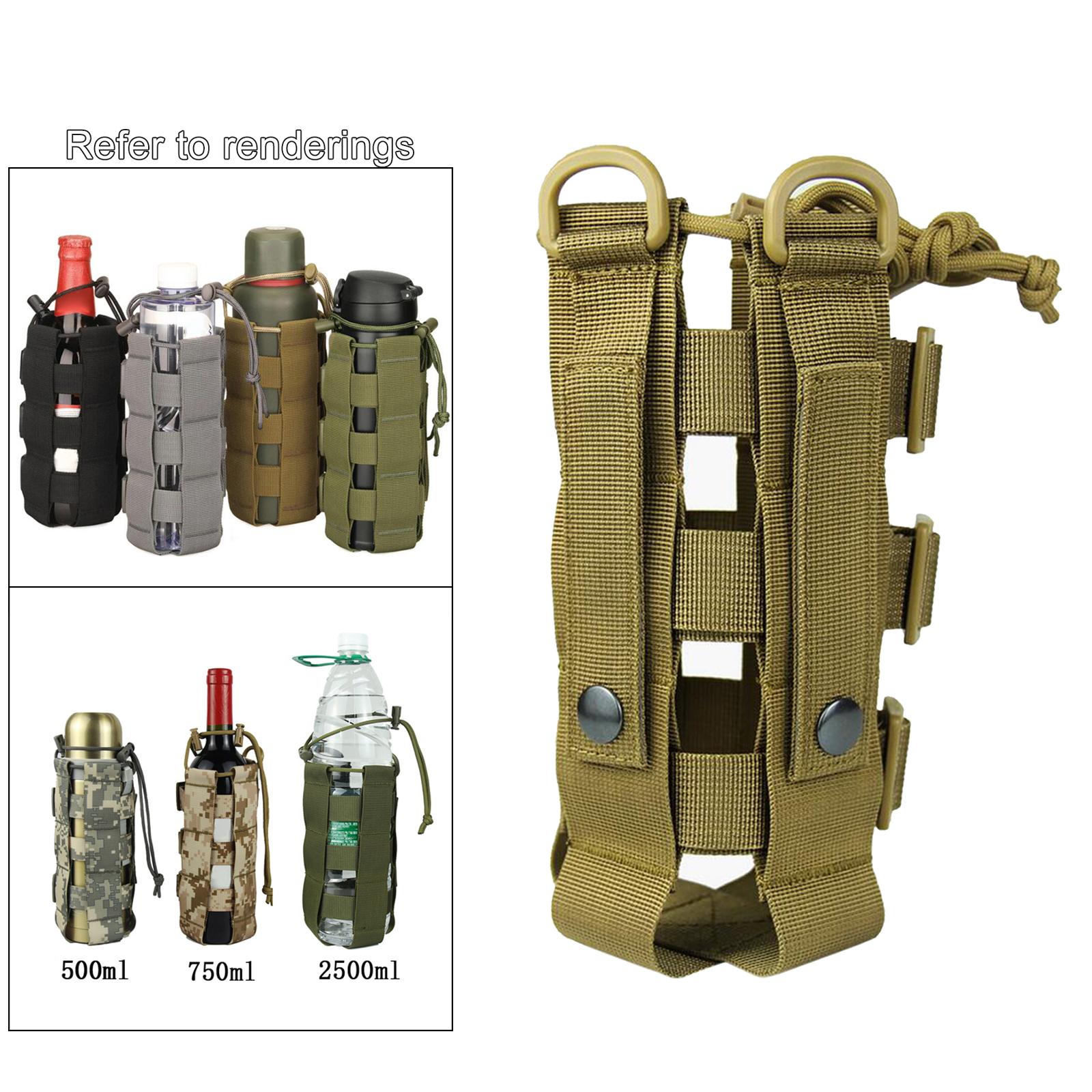 Sports Water Bottles Pouch Bag, 0.3L - 0.8L Tactical Drawstring Molle Water Bottle Holder Pouches Portable Travel Tactical Hydration Carrier Bags